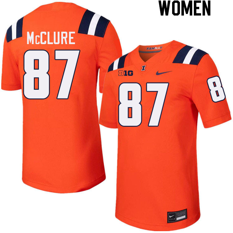 Women #87 Tyler McClure Illinois Fighting Illini College Football Jerseys Stitched-Orange